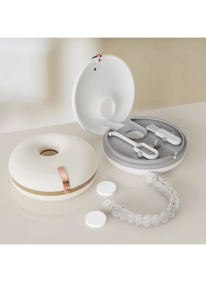 Pink Donut Retainer Case With Clear Lid 2 Tools Soft Lining Travel Friendly Storage Box - Image 3
